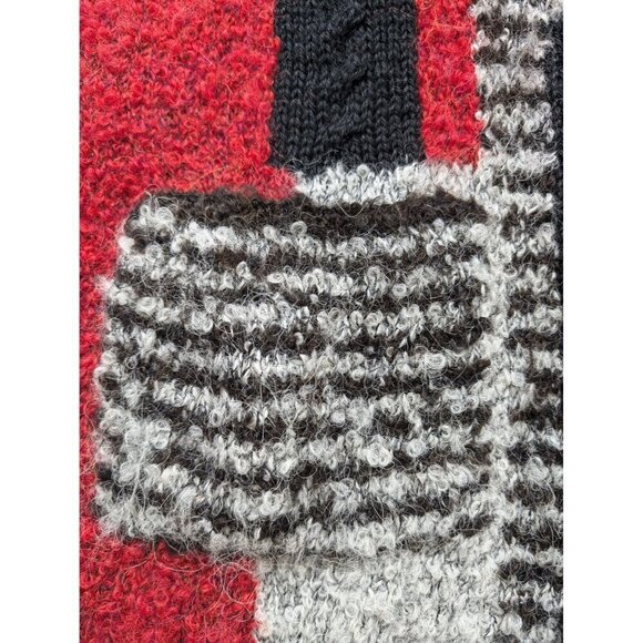 Tabask Patchwork Cardigan Handmade Alpaca Wool Lagenlook Sweater Jacket Size S - Picture 8 of 10